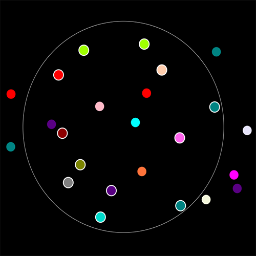 Just another musical app, where different music sounds are emitted by the dots when the concentric circle touches them.